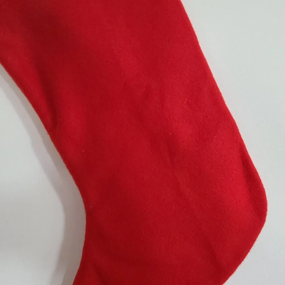 Red Felt Christmas Stocking With Embroidered and Appliqued Ice Skates and Tassel